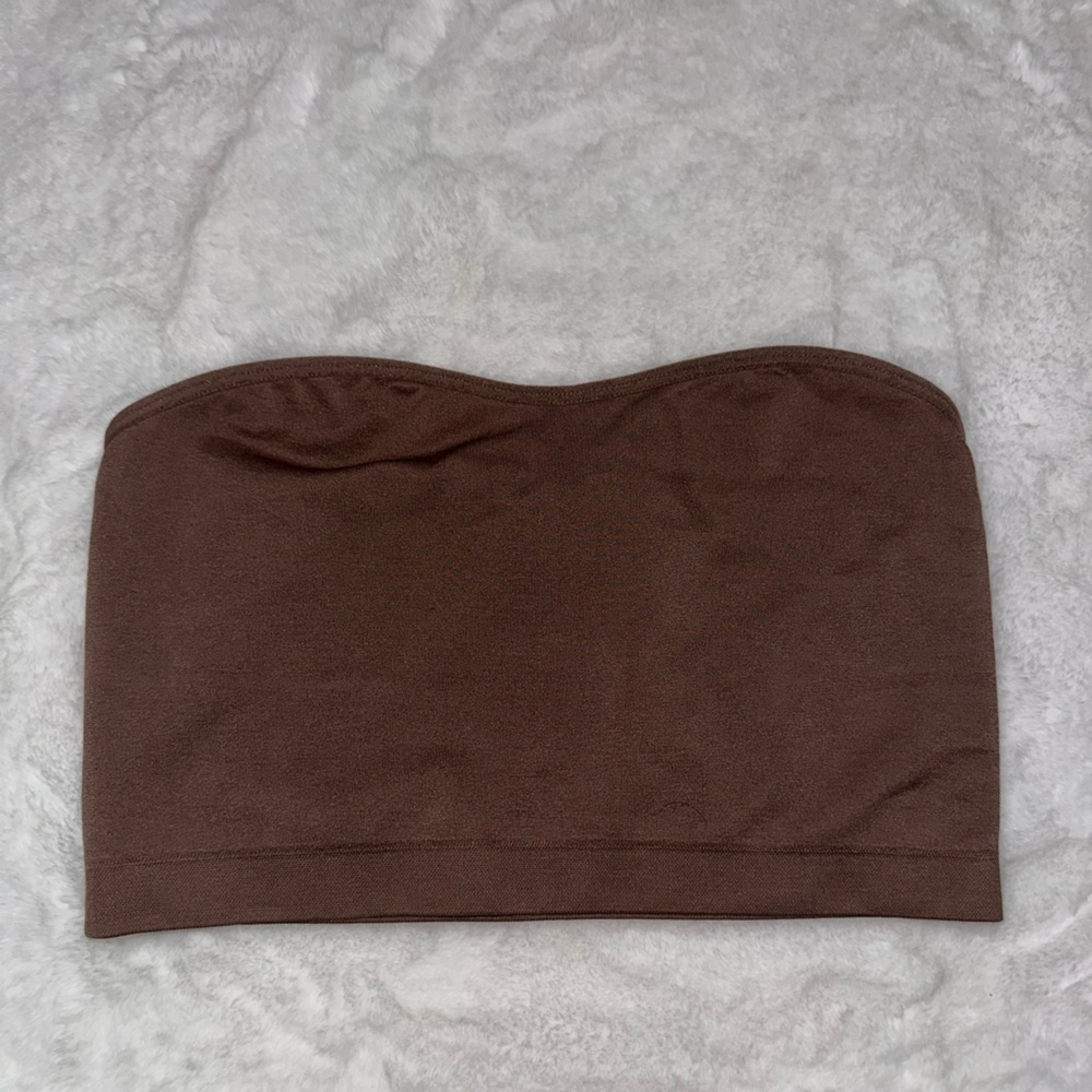 Brown Strapless Bandeau Top